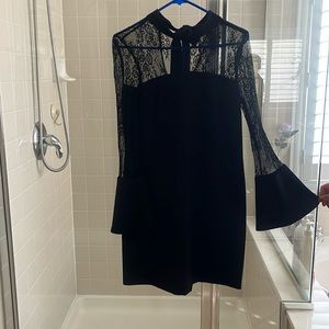 Black short long sleeve lace dress-nicole miller